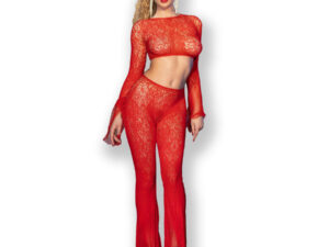 CHILIROSE - CR 4648 TOP & PANTALON ROJO S/L