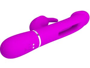 PRETTY LOVE - KAMPAS VIBRADOR RABBIT 3 EN 1 MULTIFUNCIÓN CON LENGUA FUCSIA - Imagen 4