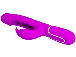 PRETTY LOVE - KAMPAS VIBRADOR RABBIT 3 EN 1 MULTIFUNCIÓN CON LENGUA FUCSIA - Imagen 5