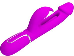 PRETTY LOVE - KAMPAS VIBRADOR RABBIT 3 EN 1 MULTIFUNCIÓN CON LENGUA FUCSIA - Imagen 3