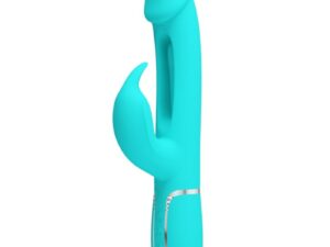 PRETTY LOVE - KAMPAS VIBRADOR RABBIT 3 EN 1 MULTIFUNCIÓN CON LENGUA VERDE AGUA - Imagen 1