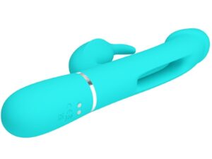 PRETTY LOVE - KAMPAS VIBRADOR RABBIT 3 EN 1 MULTIFUNCIÓN CON LENGUA VERDE AGUA - Imagen 4