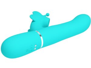 PRETTY LOVE - VIBRADOR RABBIT MULTIFUNCIÓN 4 EN 1 MARIPOSA VERDE AGUA - Imagen 4