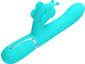 PRETTY LOVE - VIBRADOR RABBIT MULTIFUNCIÓN 4 EN 1 MARIPOSA VERDE AGUA - Imagen 3