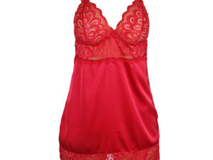 SUBBLIME - BABYDOLL SATINADO CON ENCAJE ROJO S/M - Imagen 4