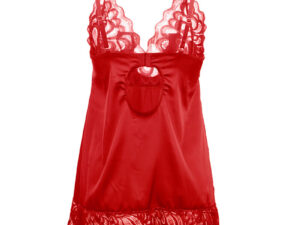 SUBBLIME - BABYDOLL SATINADO CON ENCAJE ROJO S/M - Imagen 5