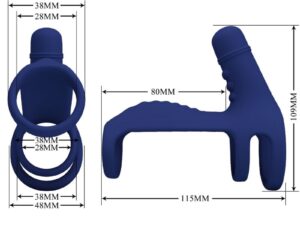 PRETTY LOVE - ELISH ANILLO VIBRADOR CON EXTENSIÓN AZUL - Imagen 4