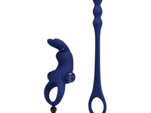 PRETTY LOVE - AYAD ANILLO VIBRADOR RABBIT CON PLUG AZUL - Imagen 5