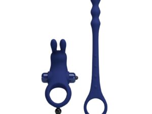 PRETTY LOVE - AYAD ANILLO VIBRADOR RABBIT CON PLUG AZUL - Imagen 4