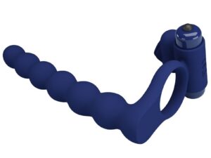 PRETTY LOVE - AJMAL ANILLO VIBRADOR CON PLUG AZUL - Imagen 3