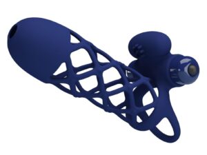 PRETTY LOVE - GIANN ANILLO VIBRADOR CON FUNDA DE SILICONA AZUL - Imagen 1