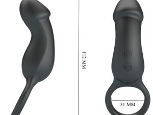 PRETTY LOVE - TRAE ANILLO VIBRADOR CON ESTIMULADOR NEGRO - Imagen 4