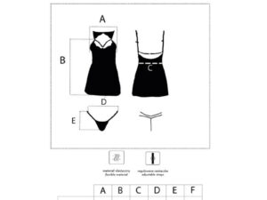 LIVCO CORSETTI FASHION - KROLINA LC 90734 CHEMISE + TANGA NEGRO S/M - Imagen 4