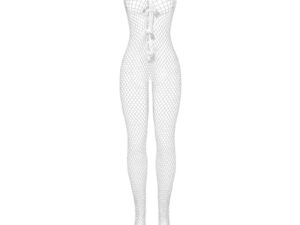 SUBBLIME - 951740 BODYSTOCKING CROTCHLESS DE REJILLA CON LAZOS BLANCO TALLA ÚNICA - Imagen 5