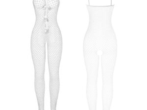 SUBBLIME - 951740 BODYSTOCKING CROTCHLESS DE REJILLA CON LAZOS BLANCO TALLA ÚNICA - Imagen 4