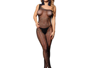 SUBBLIME - 952037 BODYSTOCKING DE REJILLA DE UN HOMBRO CON DIAMANTES NEGRO TALLA ÚNICA - Imagen 1