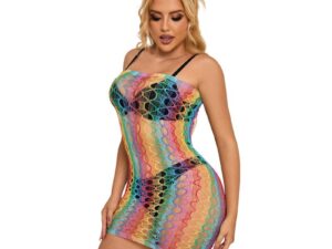 SUBBLIME - 952365 VESTIDO DE REJILLA HOMBROS DESCUBIERTOS ARCOIRIS TALLA ÚNICA - Imagen 5