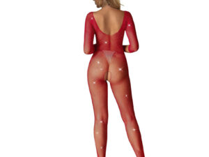 SUBBLIME - 952419 BODYSTOCKING DE REJILLA CON DIAMANTES MANGA LARGA ROJO TALLA ÚNICA - Imagen 3