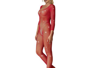 SUBBLIME - 952419 BODYSTOCKING DE REJILLA CON DIAMANTES MANGA LARGA ROJO TALLA ÚNICA - Imagen 2