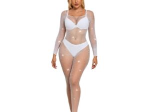 SUBBLIME - 952396 BODYSTOCKING DE REJILLA CON DIAMANTES MANGA LARGA BLANCO TALLA ÚNICA - Imagen 1