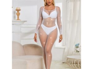 SUBBLIME - 952396 BODYSTOCKING DE REJILLA CON DIAMANTES MANGA LARGA BLANCO TALLA ÚNICA - Imagen 4