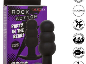 CALEXOTICS - ROCK BOTTOM PLUG ANAL CON CUENTAS 10 VIBRACIONES SILICONA NEGRO - Imagen 1