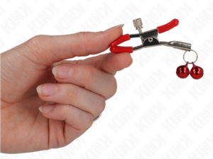 KINK - PINZAS PARA PEZONES ROJAS CON DOBLE CAMPANILLA ROJO 6 CM - Imagen 3