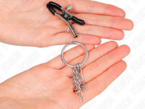 KINK - PINZAS PARA PEZONES CON ARO Y PEQUEÑAS CADENAS PLATEADO 6 CM - Imagen 3