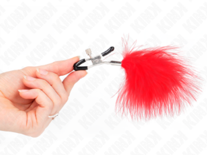 KINK - PINZAS PARA PEZONES CON PLUMA ROJO 7 CM - Imagen 4