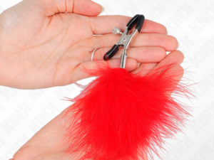 KINK - PINZAS PARA PEZONES CON PLUMA ROJO 7 CM - Imagen 3