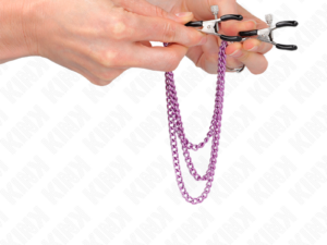 KINK - PINZAS PARA PEZONES CON TRIPLE CADENA VIOLETA 20/23/28 CM - Imagen 4