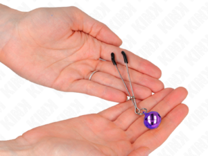 KINK - PINZAS PARA PEZONES FINA CON CASCABEL VIOLETA 7 CM - Imagen 3