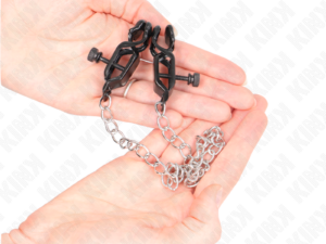 KINK - PINZAS PARA PEZONES PLANAS NEGRO CON CADENA PLATEADO 30 CM - Imagen 3