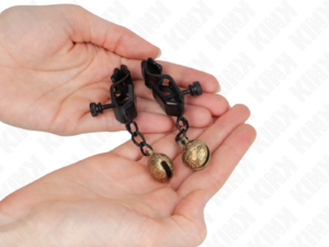 KINK - PINZAS PARA PEZONES PLANAS NEGRO CON CASCABEL 7 CM - Imagen 3
