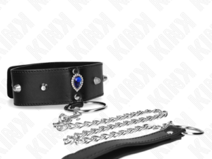 KINK - COLLAR CON CORREA 65 CM CON DIAMANTES AZULES AJUSTABLE 36-43 CM X 5 CM - Imagen 4