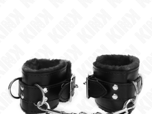 KINK - MUÑEQUERAS FORRADAS NEGRO CON CORREA NEGRO AJUSTABLE 20-29 CM X 5.5 CM - Imagen 3