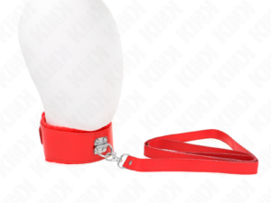 KINK - COLLAR CON CORREA 116 CM CON TACHUELAS PLATEADAS MODELO 4 ROJO AJUSTABLE 40-48 CM X 6 CM - Imagen 1