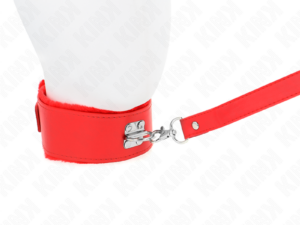 KINK - COLLAR CON CORREA 116 CM CON TACHUELAS PLATEADAS MODELO 4 ROJO AJUSTABLE 40-48 CM X 6 CM - Imagen 3