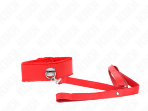 KINK - COLLAR CON CORREA 116 CM CON TACHUELAS PLATEADAS MODELO 4 ROJO AJUSTABLE 40-48 CM X 6 CM - Imagen 2