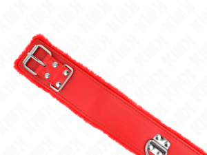 KINK - COLLAR CON CORREA 116 CM CON TACHUELAS PLATEADAS MODELO 4 ROJO AJUSTABLE 40-48 CM X 6 CM - Imagen 5