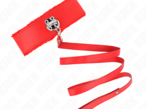 KINK - COLLAR CON CORREA 116 CM CON TACHUELAS PLATEADAS MODELO 4 ROJO AJUSTABLE 40-48 CM X 6 CM - Imagen 4