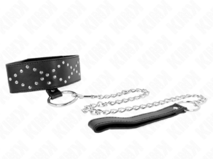 KINK - COLLAR CON CORREA 65 CM CON TACHUELAS PLATEADAS MODELO 3 AJUSTABLE 36-43 CM X 5 CM - Imagen 4