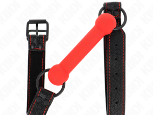 KINK - MORDAZA FORMA DE HUESO CON CORREA POLIPIEL ROJO AJUSTABLE 41-57 CM - Imagen 1