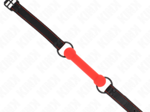 KINK - MORDAZA FORMA DE HUESO CON CORREA POLIPIEL ROJO AJUSTABLE 41-57 CM - Imagen 3