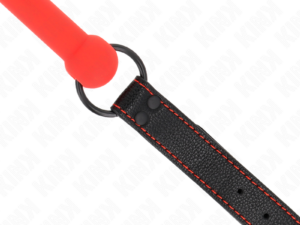 KINK - MORDAZA FORMA DE HUESO CON CORREA POLIPIEL ROJO AJUSTABLE 41-57 CM - Imagen 4