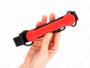 KINK - MORDAZA FORMA DE HUESO CON CORREA POLIPIEL ROJO AJUSTABLE 41-57 CM - Imagen 2