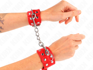 KINK - MUÑEQUERAS CON DOBLE LÍNEA DE TACHUELAS AJUSTABLE ROJO - Imagen 3