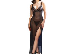 CHILIROSE - CR 4723 BABYDOLL LARGO  TANGA NEGRO S - Imagen 3