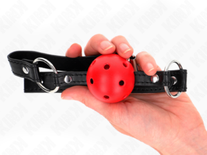 KINK - MORDAZA DE BOLA 4.5 CM ROJA DURA HUECA MODELO 1 63.5 X 2 CM - Imagen 3