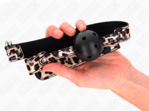 KINK - MORDAZA DE BOLA 4.5 CM TRANSPIRABLE LEOPARDO 65 x 2.5 CM - Imagen 3